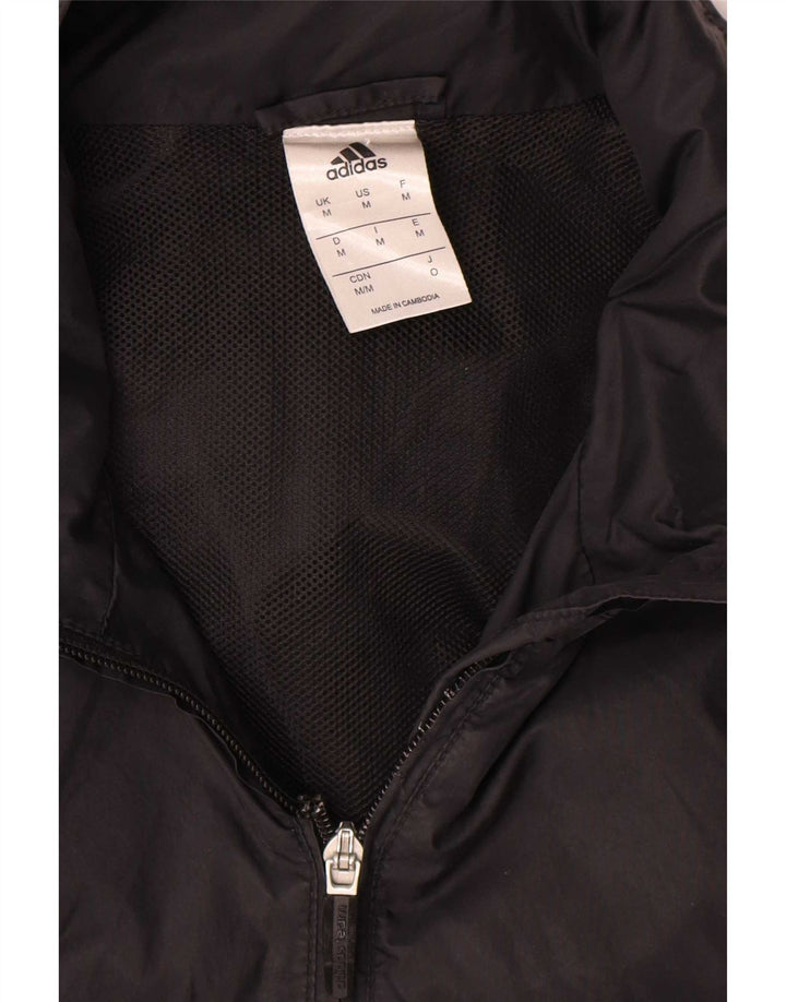 Adidas Mens Hooded Rain Jacket UK 38 Medium Black Polyamide