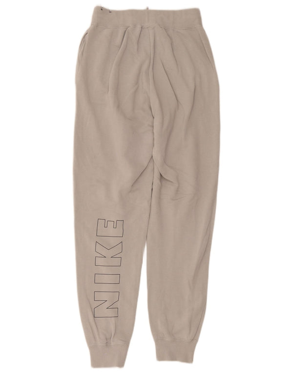 Nike Womens Graphic Tracksuit Trousers Joggers UK 6 XS Grey Cotton