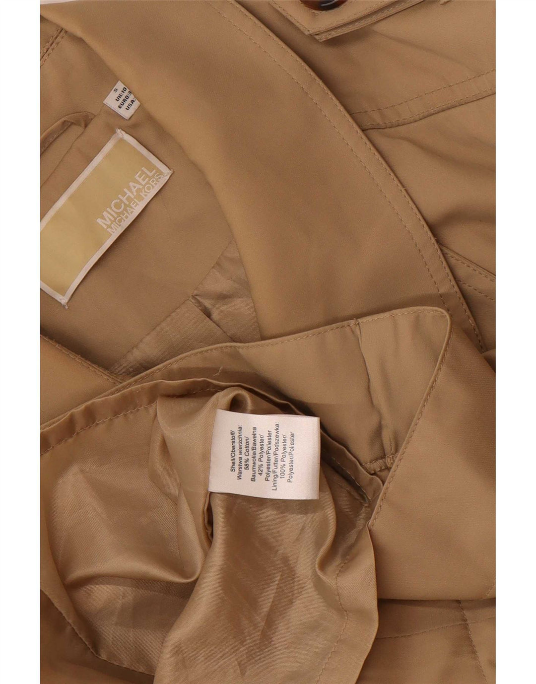 Michael Kors Womens Trench Coat UK 10 Small Beige Cotton