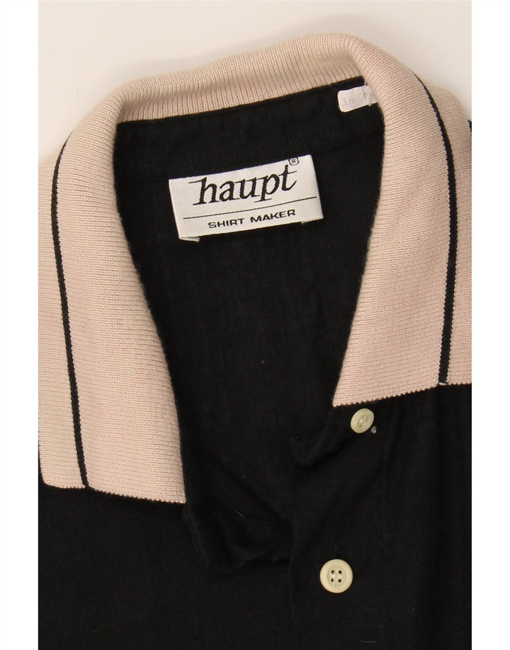 HAUPT Mens Short Sleeve Shirt UK 38 Medium Black Vintage Haupt and Second-Hand Haupt from Messina Hembry 
