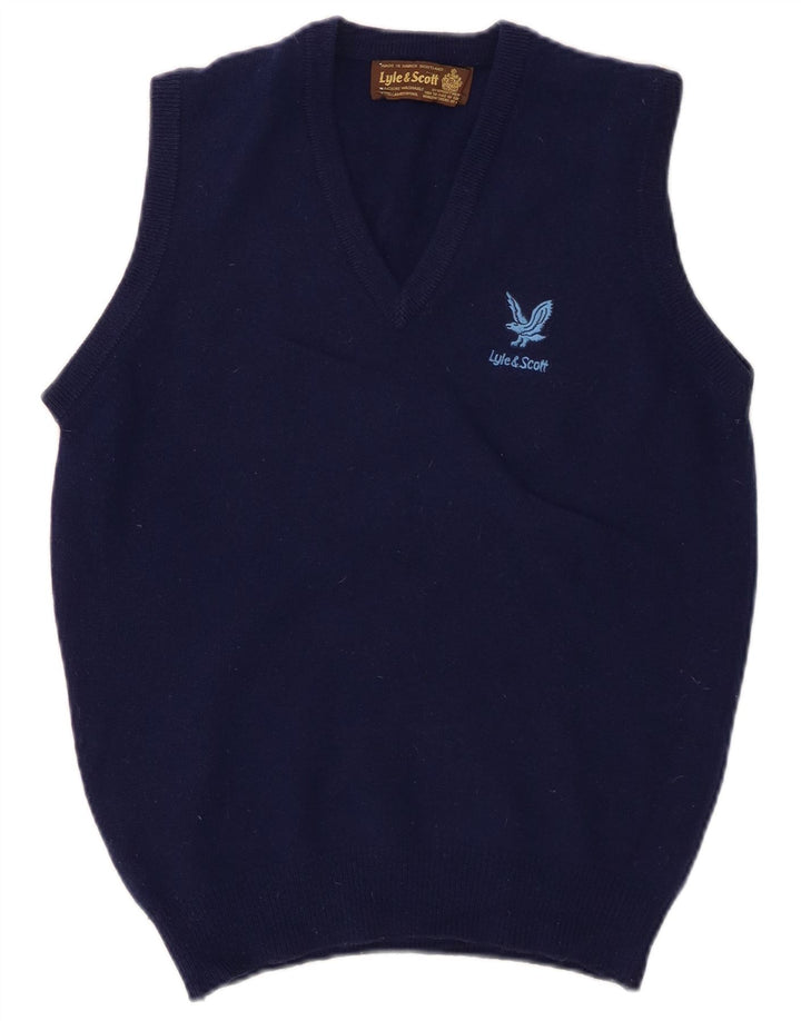 Lyle & Scott Mens Vest Tank Top Small Navy Blue Lambswool
