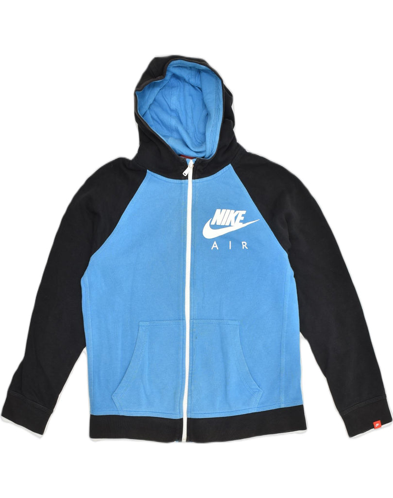 NIKE Boys Zip Hoodie Sweater 12-13 Years Blue Colourblock Cotton | Vintage Nike | Thrift | Second-Hand Nike | Used Clothing | Messina Hembry 