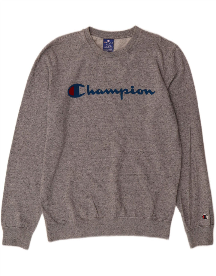 CHAMPION Mens Graphic Sweatshirt Jumper Small Grey Cotton Vintage Champion and Second-Hand Champion from Messina Hembry 