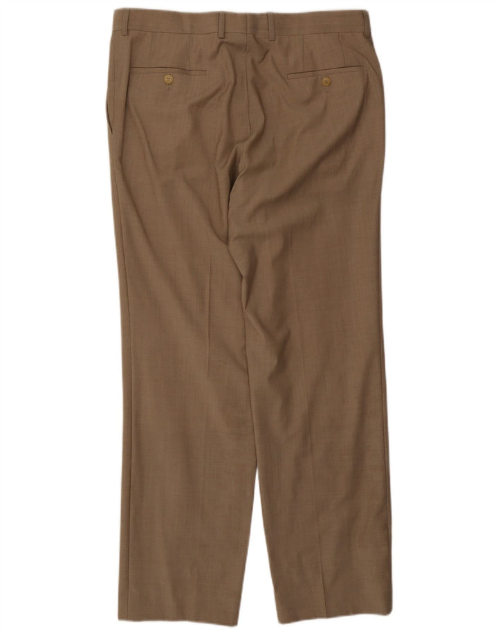 Hugo Boss Mens Straight Suit Trousers W36 L31 Brown