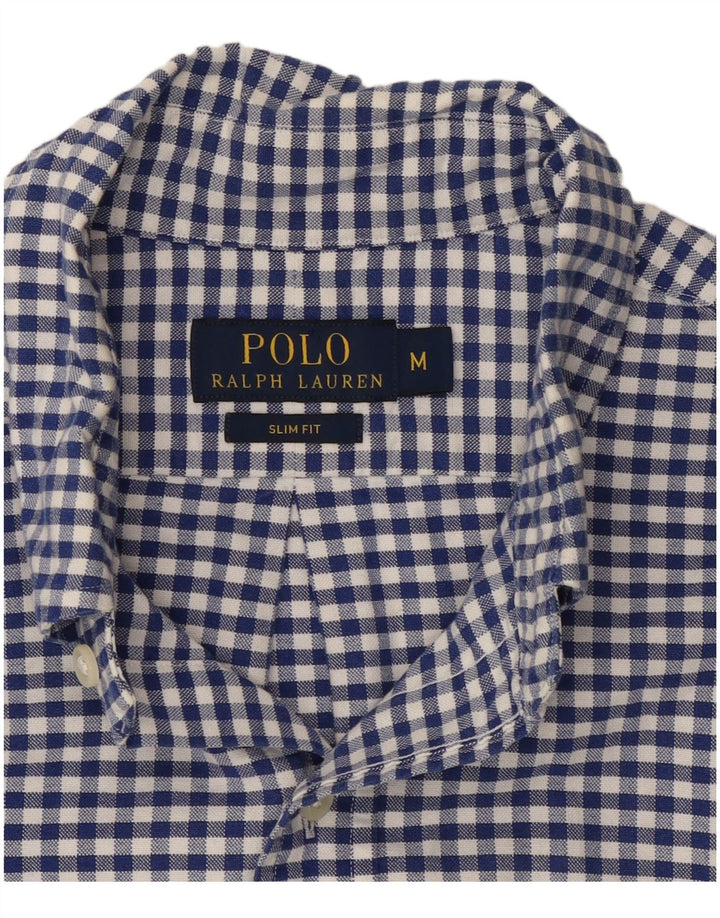 Polo Ralph Lauren Mens Slim Fit Shirt Medium Blue Gingham