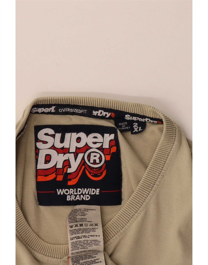 Superdry Mens Graphic T-Shirt Top 2XL Beige Cotton
