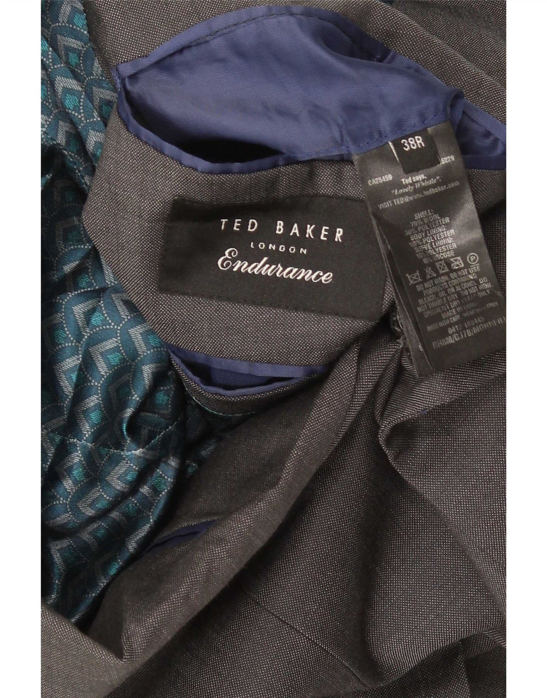 Ted Baker Mens 2 Button Blazer Jacket UK 38 Medium Grey Wool