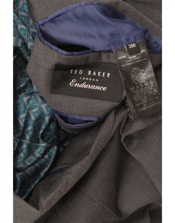 Ted Baker Mens 2 Button Blazer Jacket UK 38 Medium Grey Wool