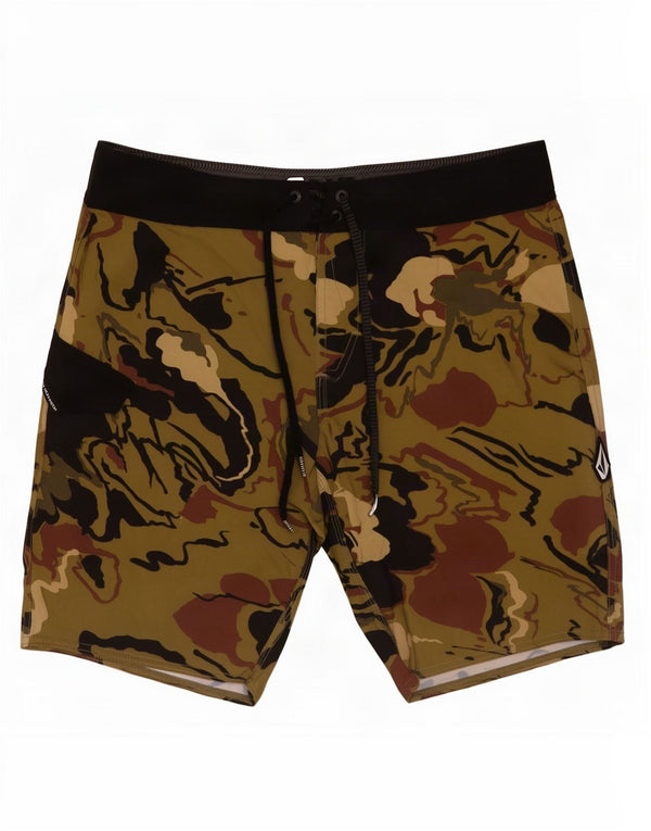 Volcom Mens Abstract Pattern Swimming Shorts Medium Khaki
