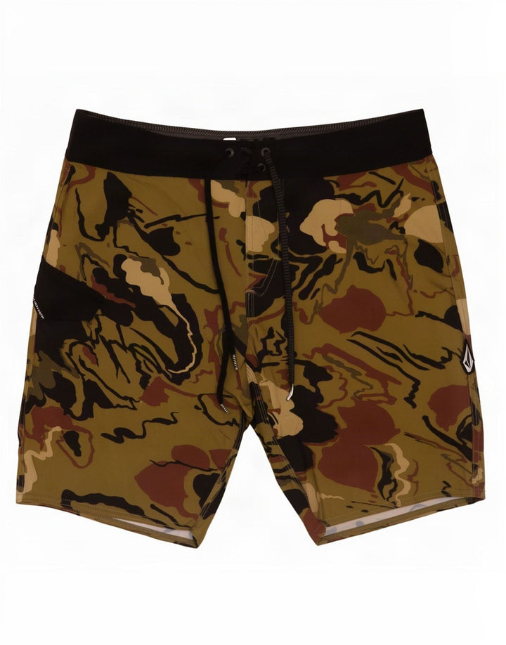 Volcom Mens Abstract Pattern Swimming Shorts Medium Khaki