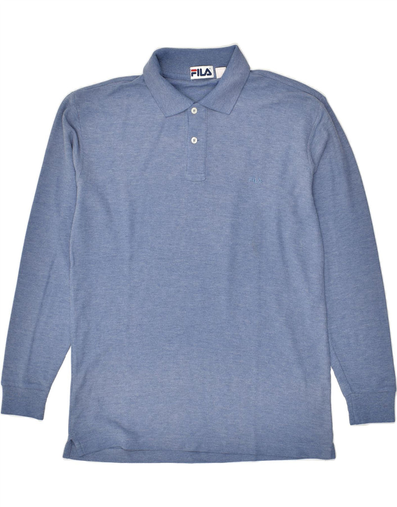 FILA Mens Long Sleeve Polo Shirt IT 50 Medium Blue Cotton | Vintage Fila | Thrift | Second-Hand Fila | Used Clothing | Messina Hembry 