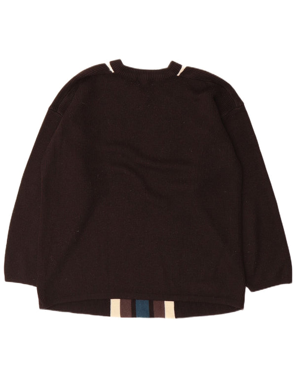 Earthbound Mens V-Neck Jumper Sweater 2XL Black Colourblock