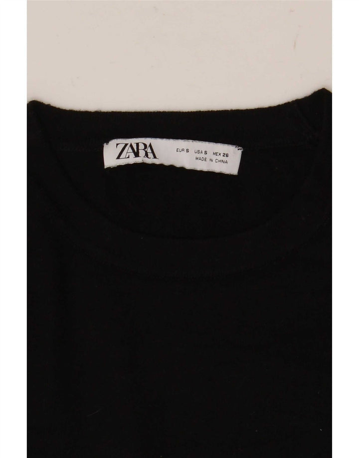 Zara Womens Crew Neck Jumper Sweater UK 10 Small Black