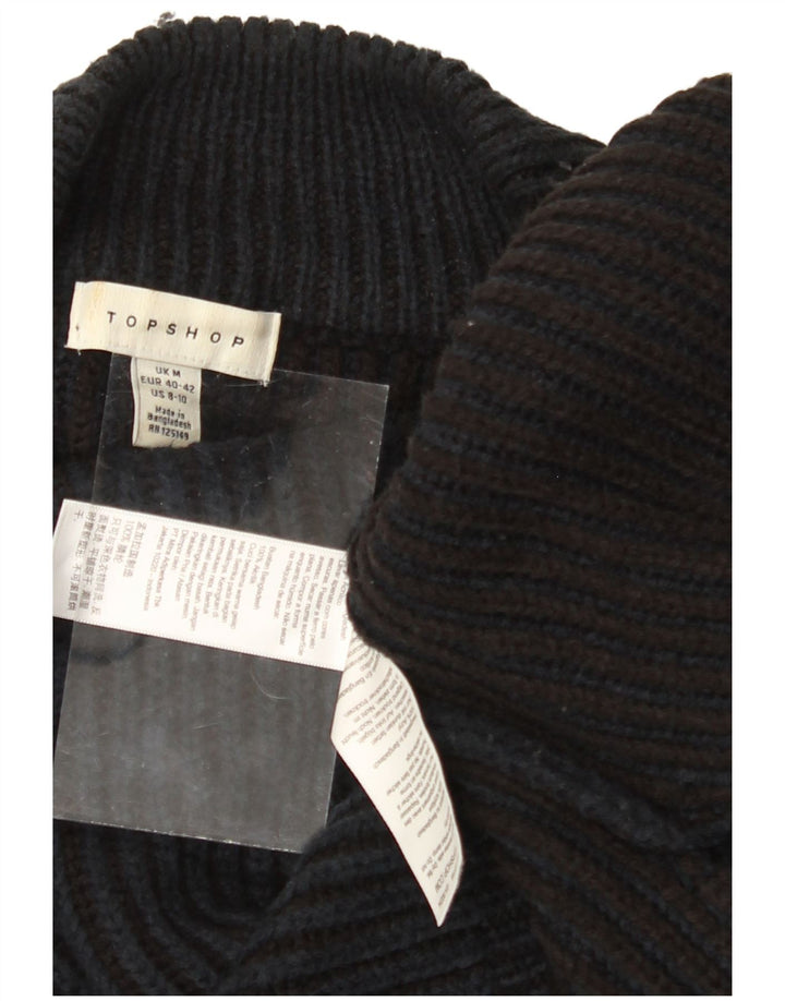 TOPSHOP Womens Oversized Turtle Neck Jumper Sweater UK 14 Medium Navy Blue