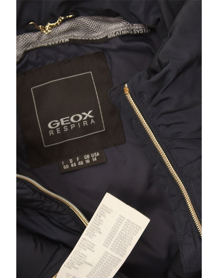 Geox Womens Respira Padded Jacket UK 16 Large  Navy Blue Polyester