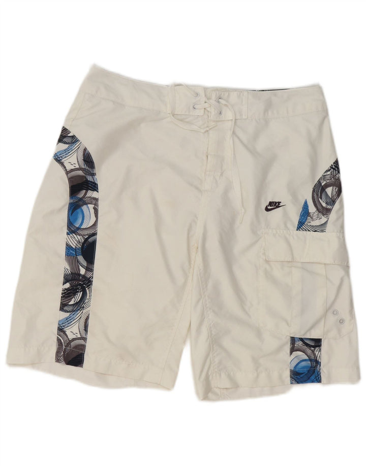 Nike Mens Graphic Swimming Shorts Medium  White Geometric Polyester