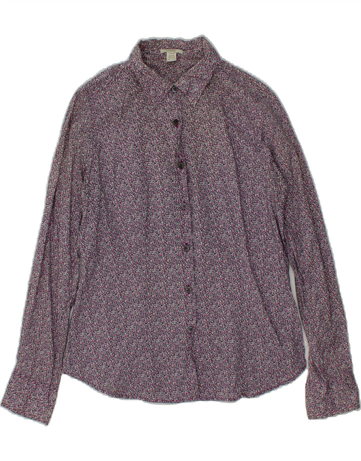 J. CREW Womens Shirt US 6 Medium Grey Floral Cotton Vintage J. Crew and Second-Hand J. Crew from Messina Hembry 