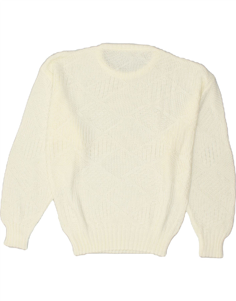 VINTAGE Womens Crew Neck Jumper Sweater UK 14 Medium White | Vintage Vintage | Thrift | Second-Hand Vintage | Used Clothing | Messina Hembry 