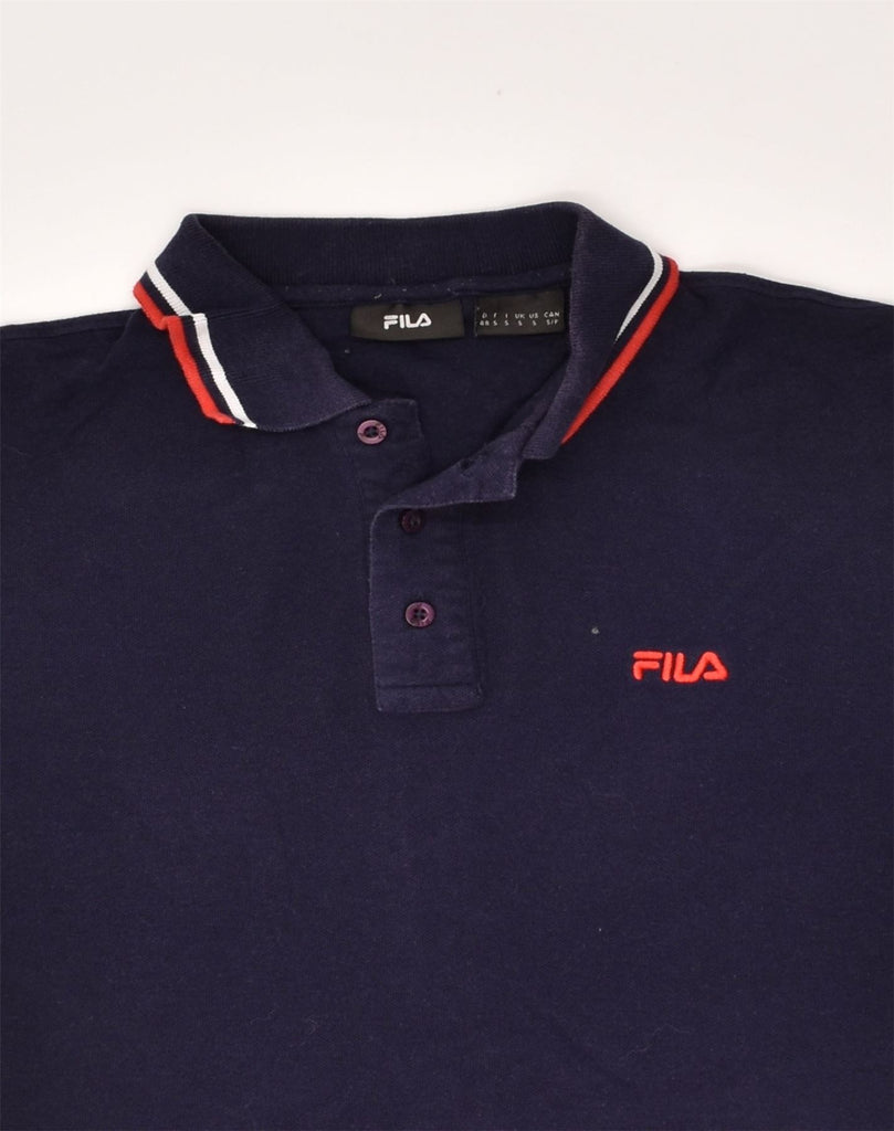 FILA Mens Long Sleeve Polo Shirt Small Navy Blue Cotton | Vintage Fila | Thrift | Second-Hand Fila | Used Clothing | Messina Hembry 