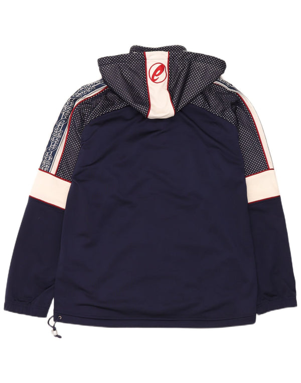 Asics Mens Graphic Hooded Tracksuit Top Jacket Large Navy Blue Colourblock