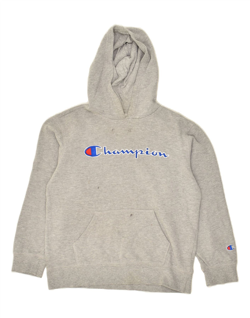 CHAMPION Boys Graphic Hoodie Jumper 10-11 Years Medium Grey Cotton | Vintage Champion | Thrift | Second-Hand Champion | Used Clothing | Messina Hembry 