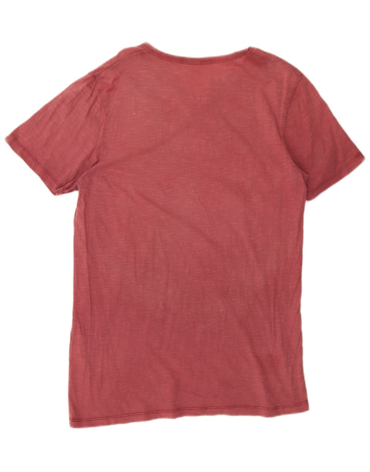 Jack & Jones Mens T-Shirt Top Large Pink Flecked Cotton