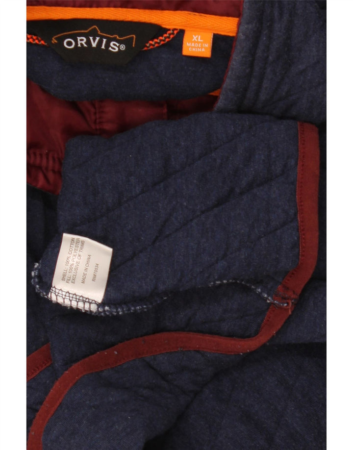 ORVIS Mens Button Neck Sweatshirt Jumper XL Navy Blue Cotton