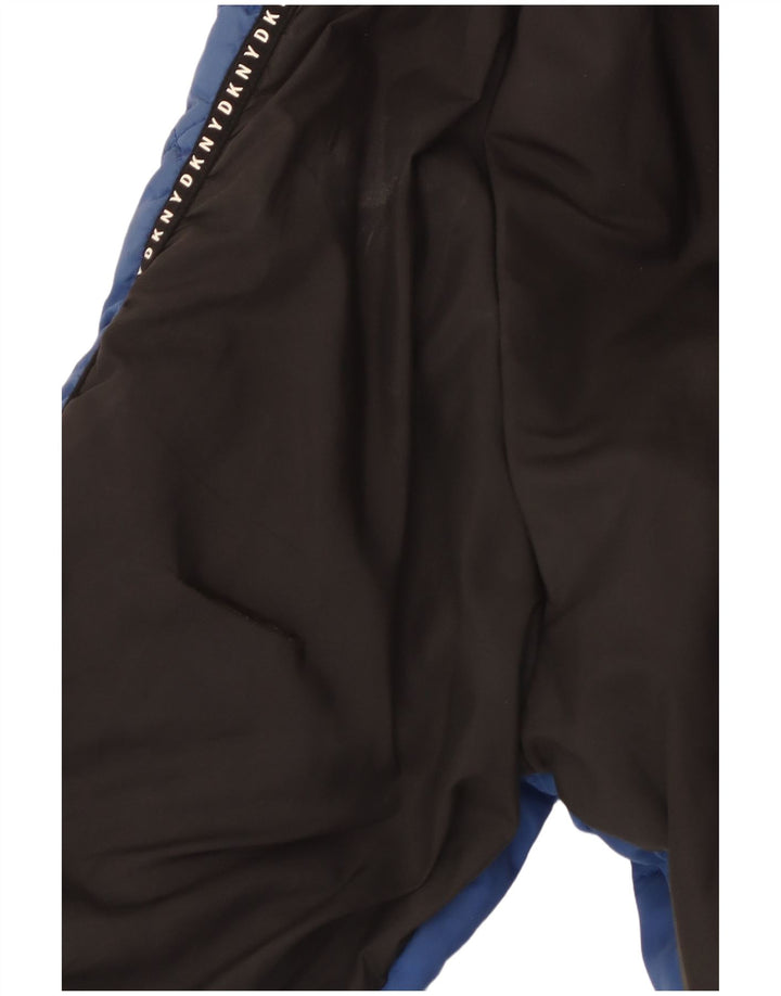 Dkny Womens Graphic Quilted Jacket UK 14 Medium Blue Colourblock Polyester