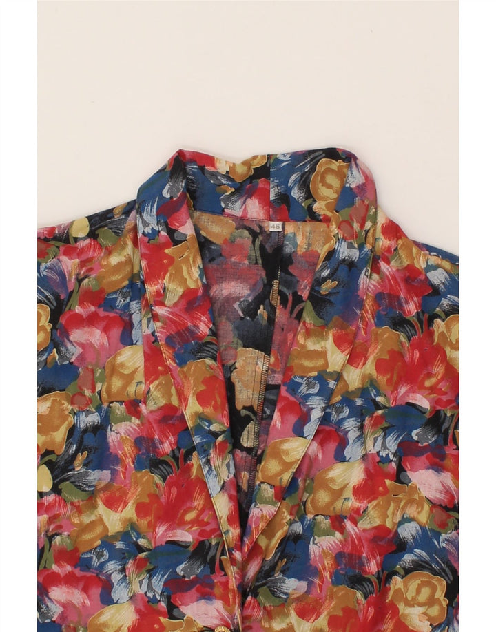 VINTAGE Womens 3 Button Blazer Jacket IT 46 Large Multicoloured Floral Vintage Vintage and Second-Hand Vintage from Messina Hembry 