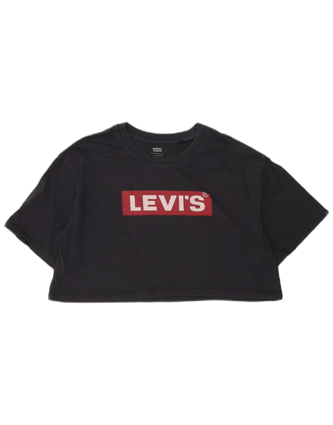 LEVI'S Womens Oversized Crop Graphic T-Shirt Top UK 2 2XS Black