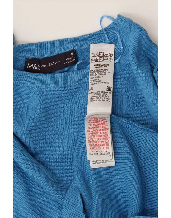 Marks & Spencer Womens Boat Neck Jumper Sweater UK 12 Medium Blue Chevron