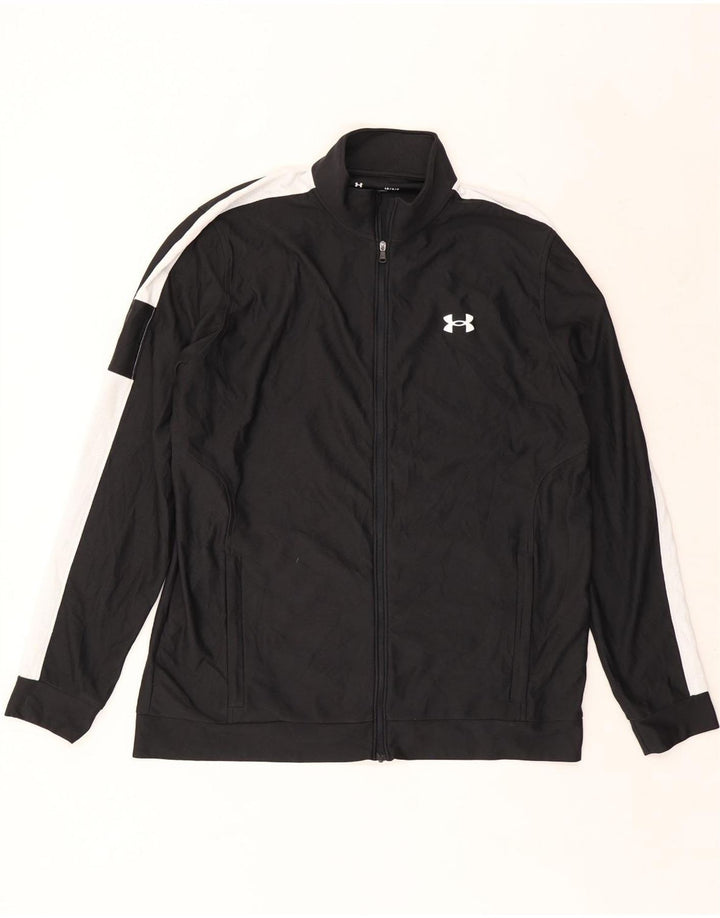 Under Armour Mens Fitted Tracksuit Top Jacket Large Black Colourblock