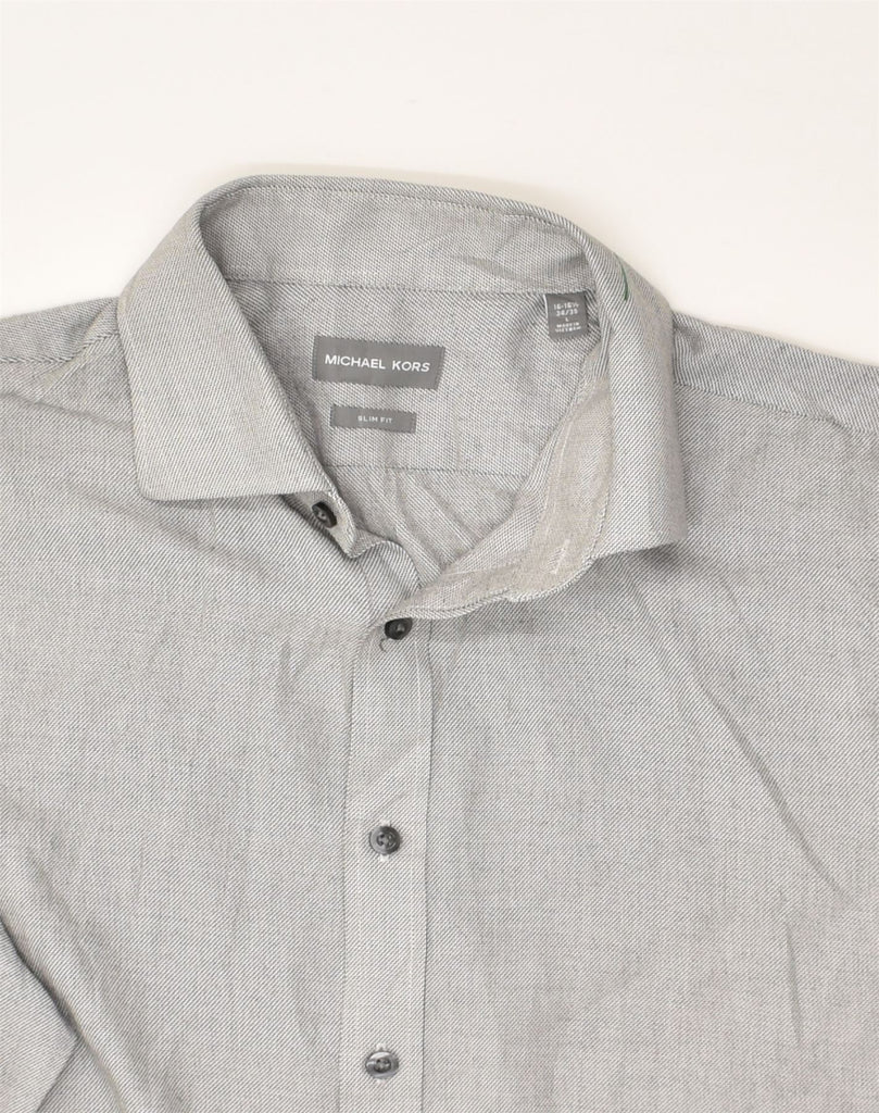 MICHAEL KORS Mens Slim Fit Shirt Large Grey Cotton | Vintage Michael Kors | Thrift | Second-Hand Michael Kors | Used Clothing | Messina Hembry 