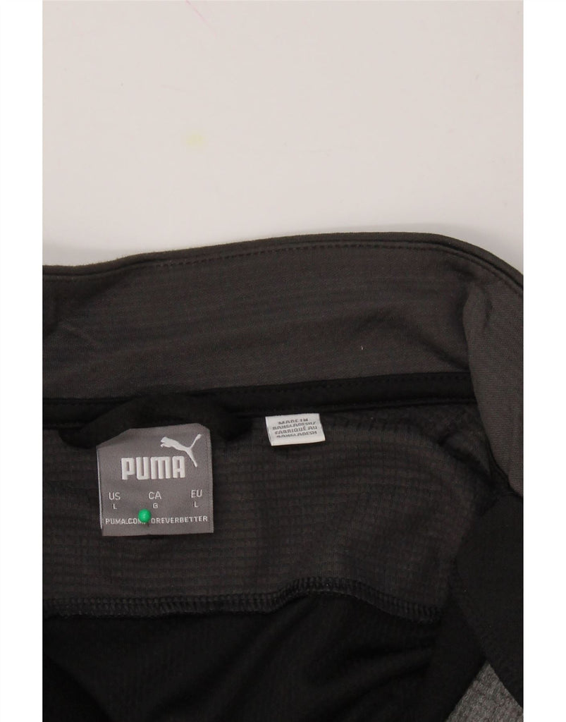 PUMA Mens Zip Neck Pullover Tracksuit Top Large Black Colourblock Vintage Puma and Second-Hand Puma from Messina Hembry 