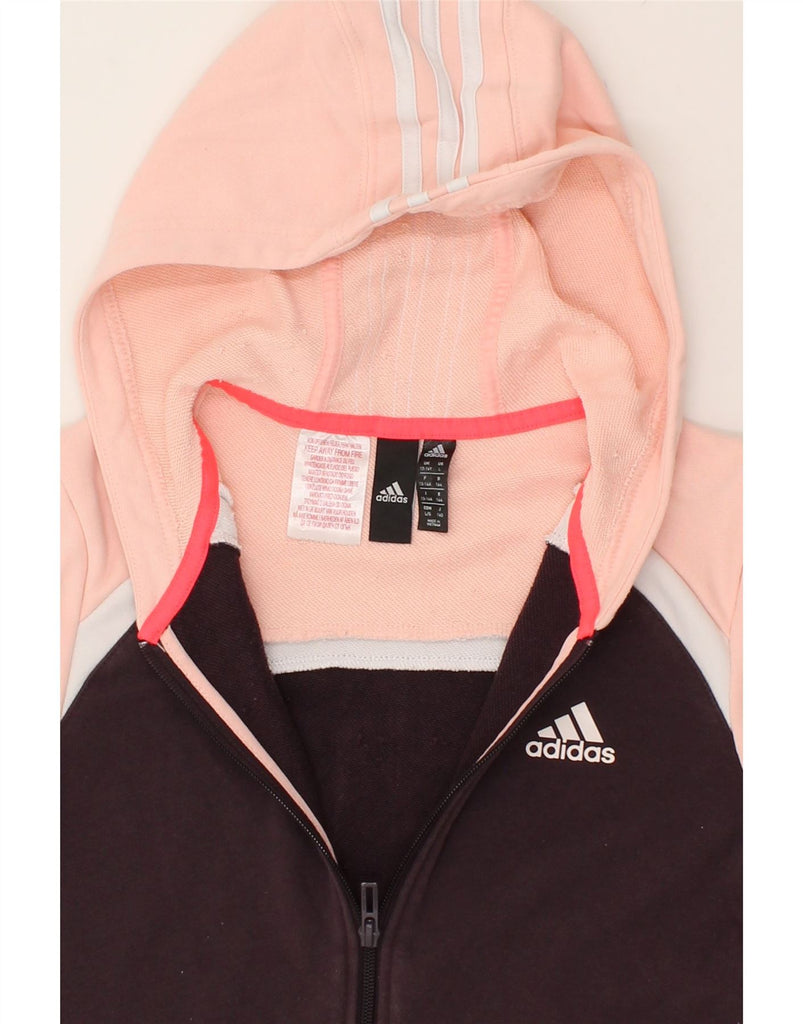 ADIDAS Girls Zip Hoodie Sweater 13-14 Years Pink Colourblock Cotton | Vintage Adidas | Thrift | Second-Hand Adidas | Used Clothing | Messina Hembry 