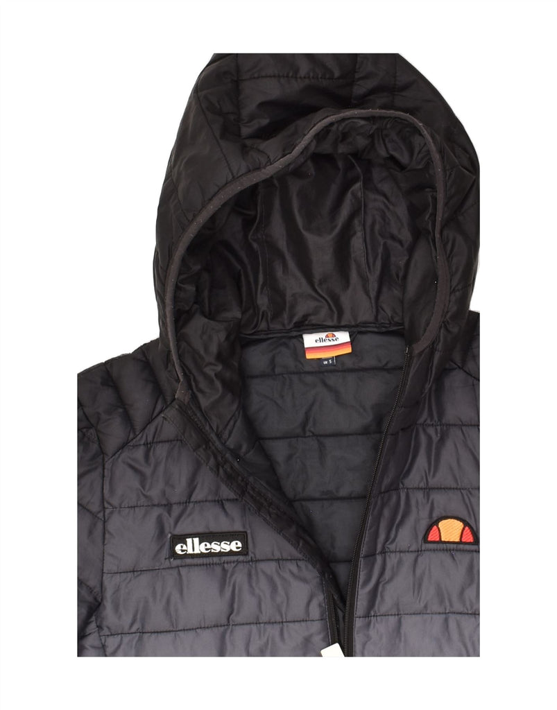 ELLESSE Mens Hooded Padded Jacket UK 36 Small Navy Blue Tie Dye Polyester | Vintage Ellesse | Thrift | Second-Hand Ellesse | Used Clothing | Messina Hembry 