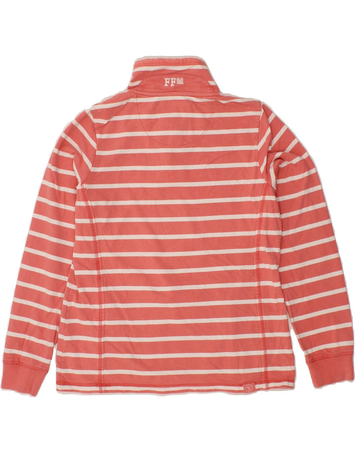 FAT FACE Womens Graphic Sweatshirt Jumper UK 12 Medium  Pink Striped Vintage Fat Face and Second-Hand Fat Face from Messina Hembry 