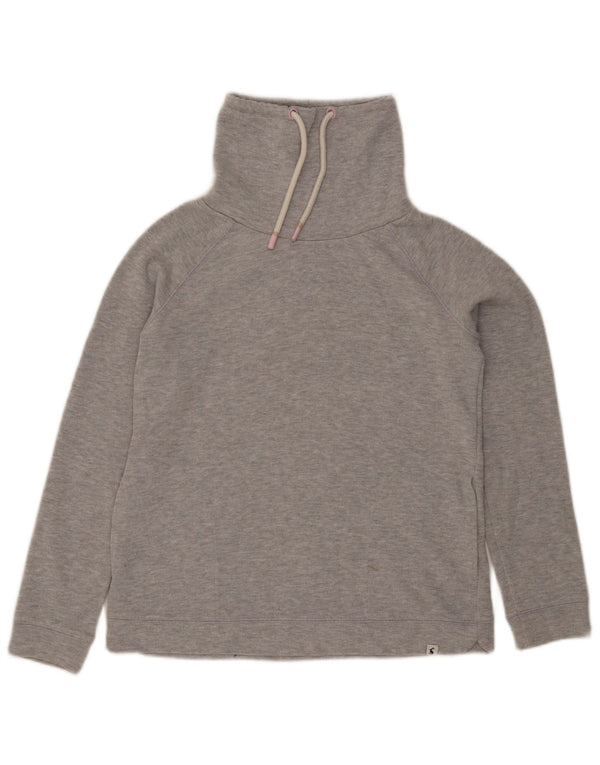 Joules Womens Roll Neck Sweatshirt Jumper UK 12 Medium Grey Flecked Cotton