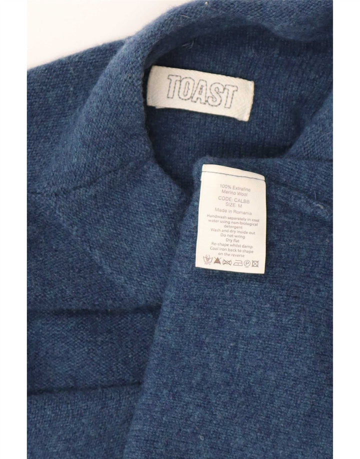 Toast Womens Turtle Neck Jumper Sweater UK 14 Medium Blue Merino Wool