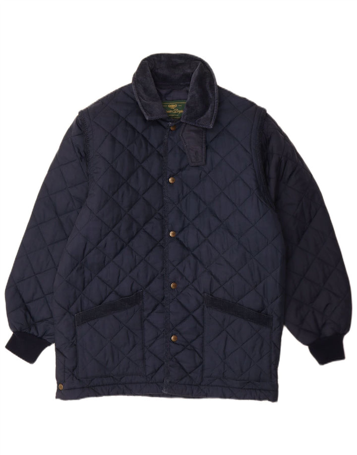 EUROPEAN PROJECT Mens Quilted Jacket UK 34 XS Navy Blue