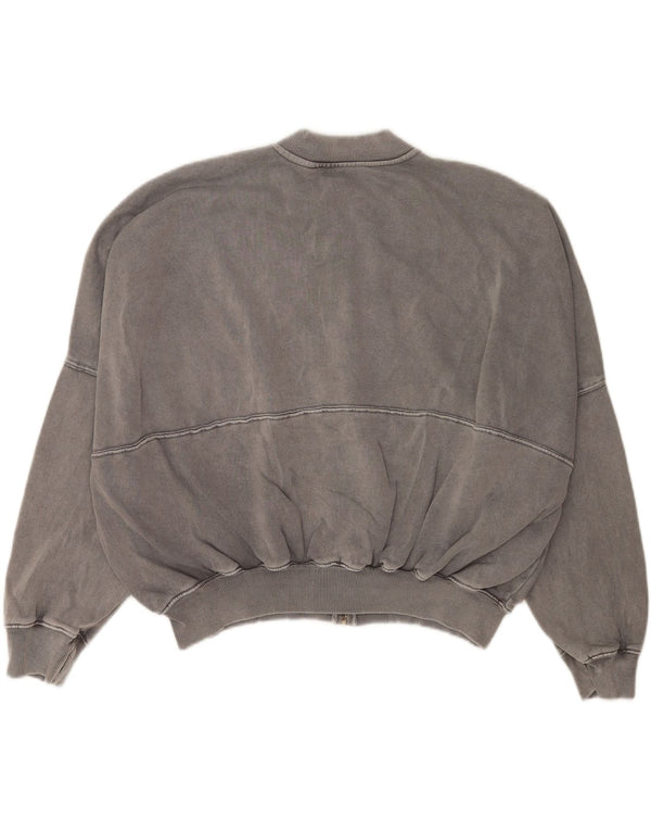 Zara Womens Oversized Tracksuit Top Jacket UK 10 Small Grey Cotton