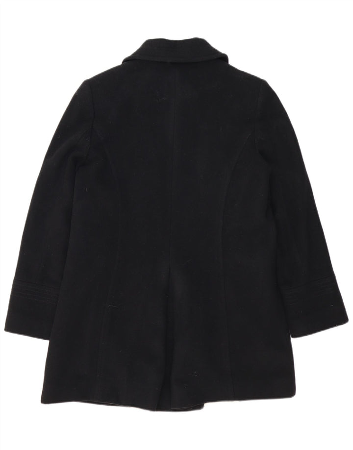 Jacques Vert Womens Double Breasted Coat UK 12 Medium Black Wool