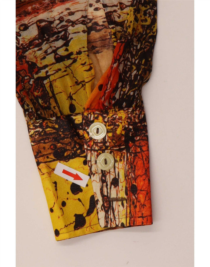 Vintage Womens Abstract Pattern Shirt Blouse UK 12 Medium Multicoloured