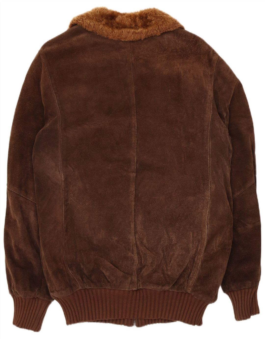 Vintage Mens Sherpa Suede Bomber Jacket UK 36 Small Brown