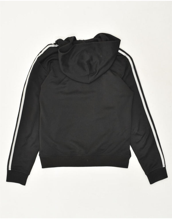 ADIDAS Womens Graphic Zip Hoodie Sweater UK 10 Small Black Polyester