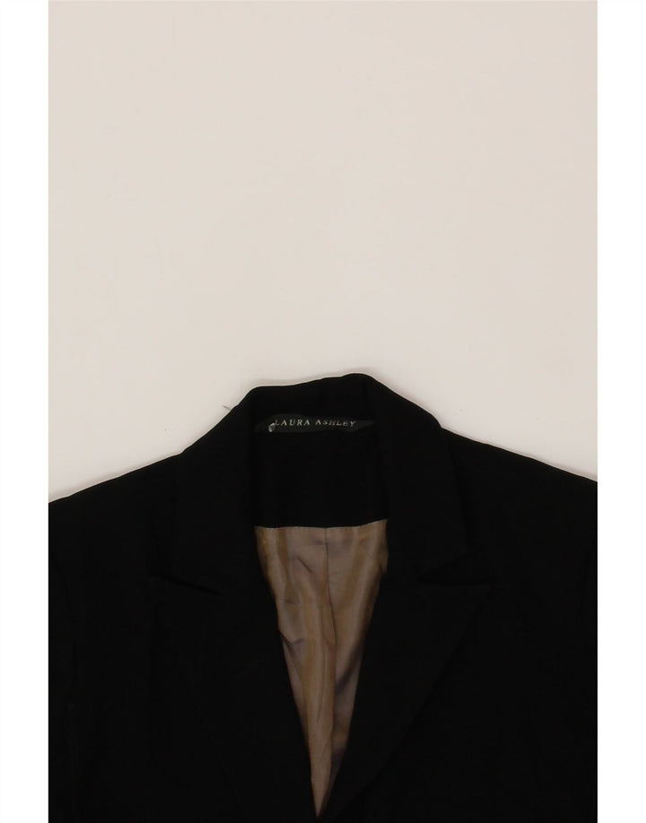 LAURA ASHLEY Womens 2 Button Blazer Jacket UK 10 Small  Black Polyester Vintage Laura Ashley and Second-Hand Laura Ashley from Messina Hembry 