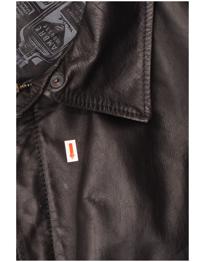 Vintage Mens Military Bomber Leather Jacket UK 42 XL Black