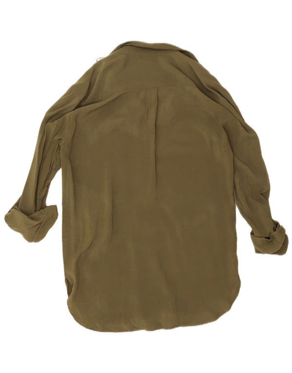 Zara Womens Longline Shirt Blouse UK 14 Medium Khaki