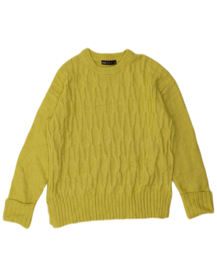 Marks & Spencer Womens Crew Neck Jumper Sweater UK 14 Medium Yellow
