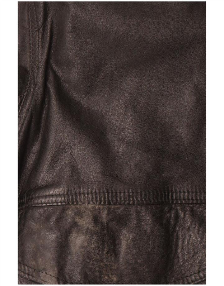 ST MICHAEL Mens Leather Jacket UK 42 XL Black Leather